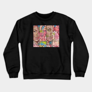 COMING SOON! YOU CAN REQUEST THE  REMOVAL OF THE BLACK SLANTED MICRO STRIPES(on her face). Crewneck Sweatshirt